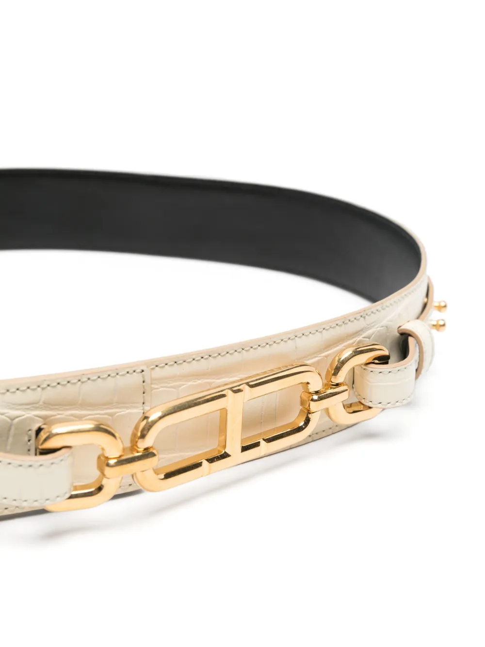 TOM FORD Kettingriem met krokodillen-reliëf Beige