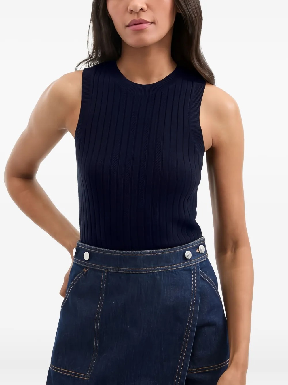 Veronica Beard ribbed knit tank top Blauw