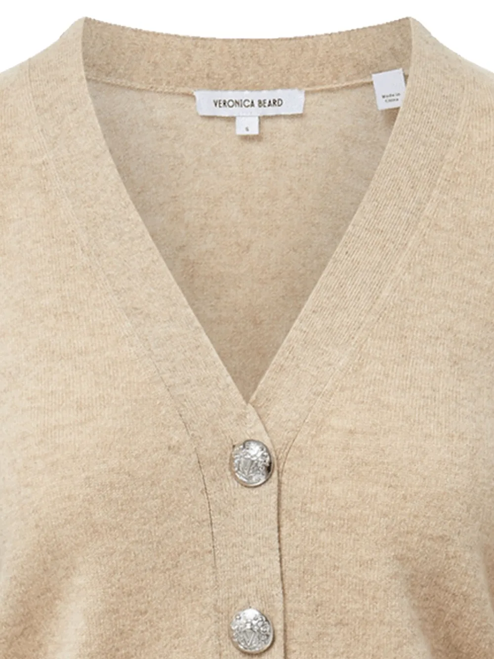 Veronica Beard button-embellished cashmere cardigan Beige