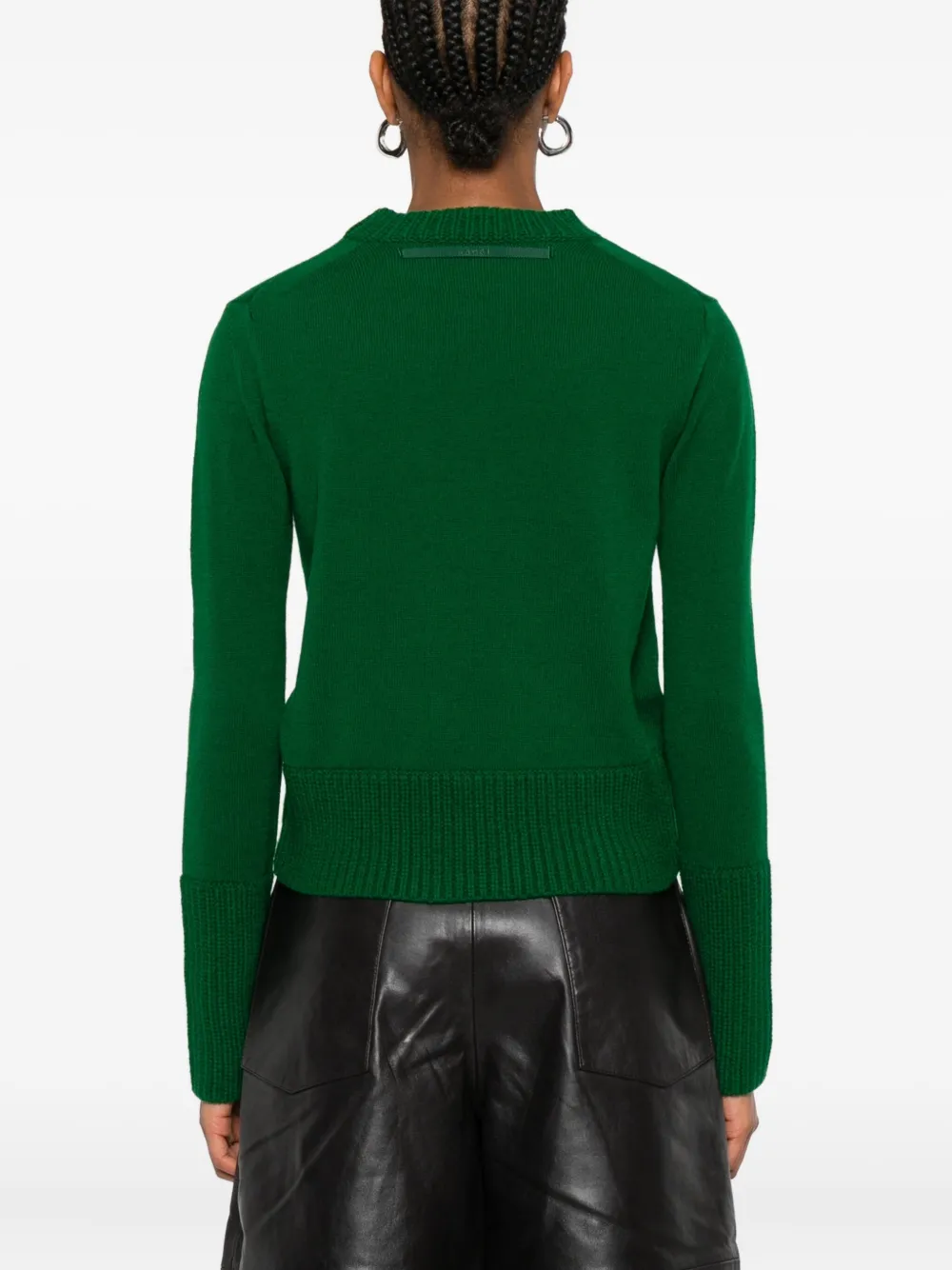 sacai Wollen trui met geribbelde manchetten Groen