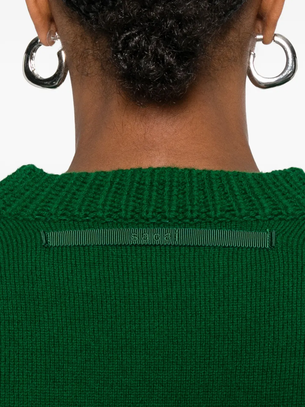 sacai Wollen trui met geribbelde manchetten Groen