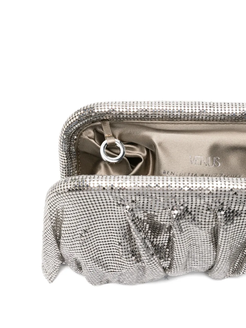 Benedetta Bruzziches La Grande Venus gedrapeerde clutch met maliën Zilver