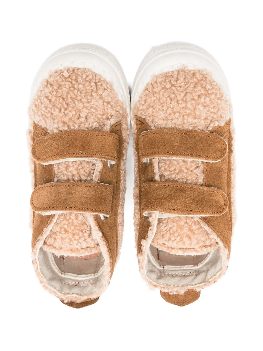 Il Gufo suede-trimmed teddy sneakers Neutrals