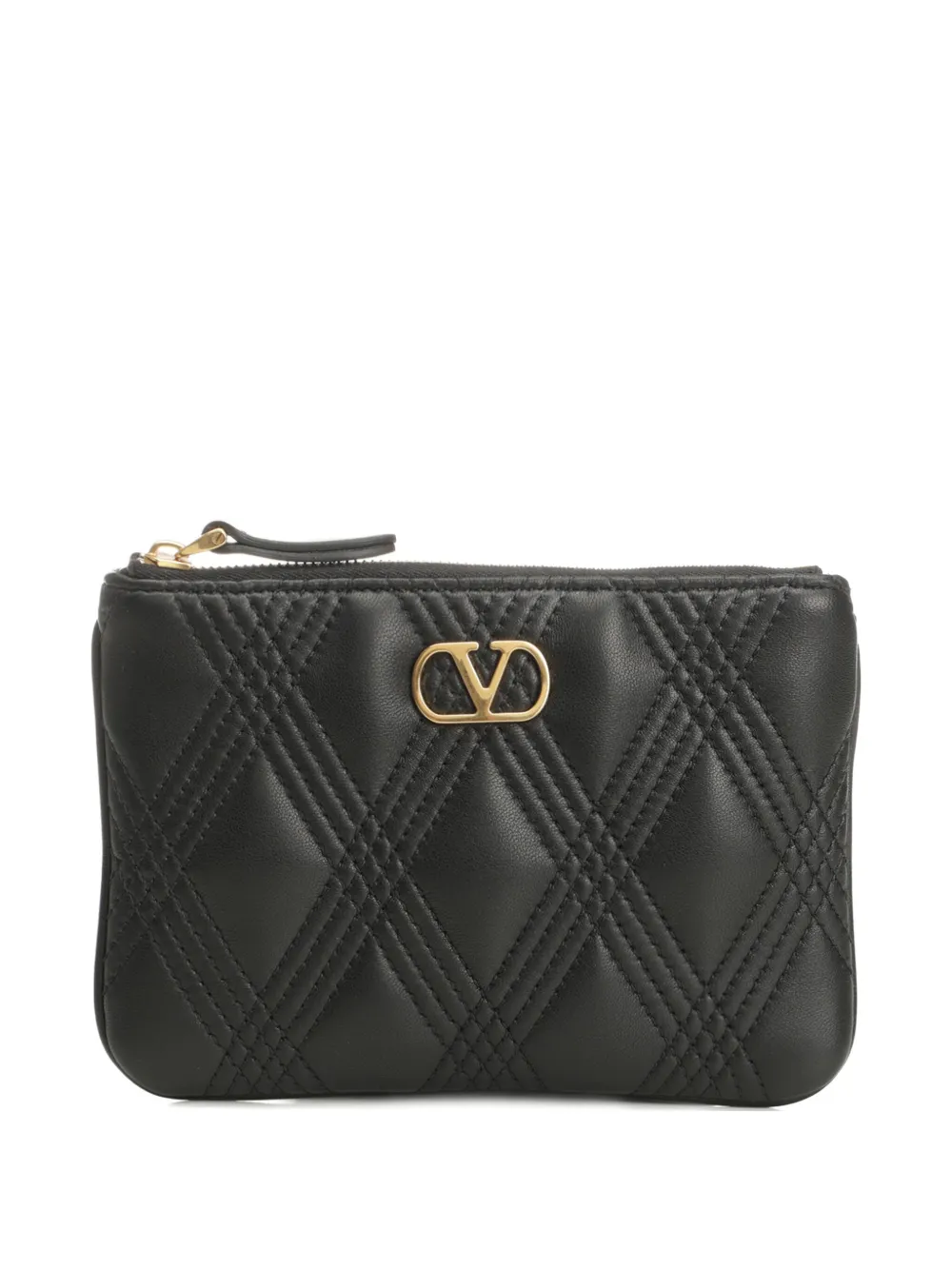 Valentino Garavani quilted logo clutch Zwart