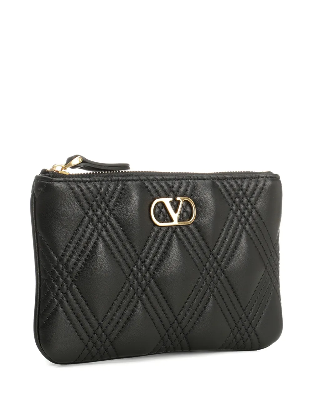 Valentino Garavani quilted logo clutch Zwart