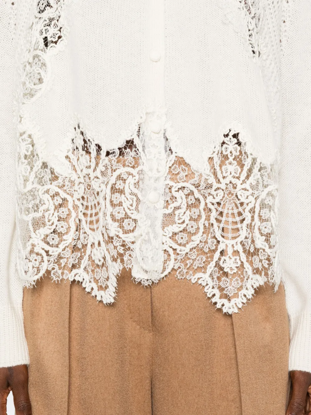 Ermanno Scervino Vest met kanten afwerking Beige