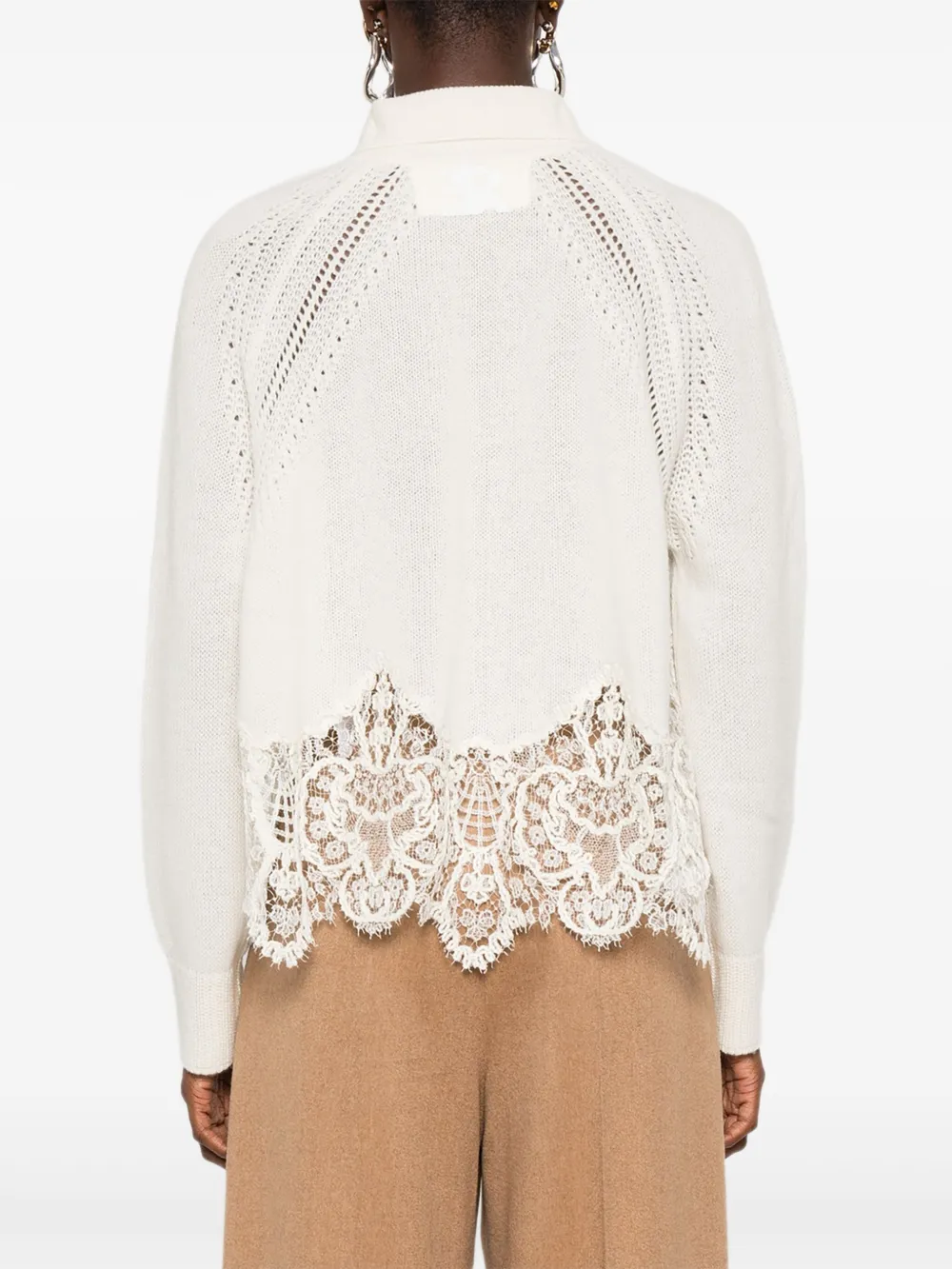 Ermanno Scervino Vest met kanten afwerking Beige