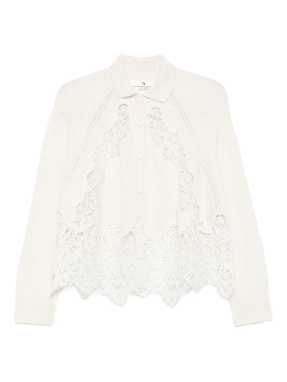 Ermanno Scervino Vest met kanten afwerking Beige