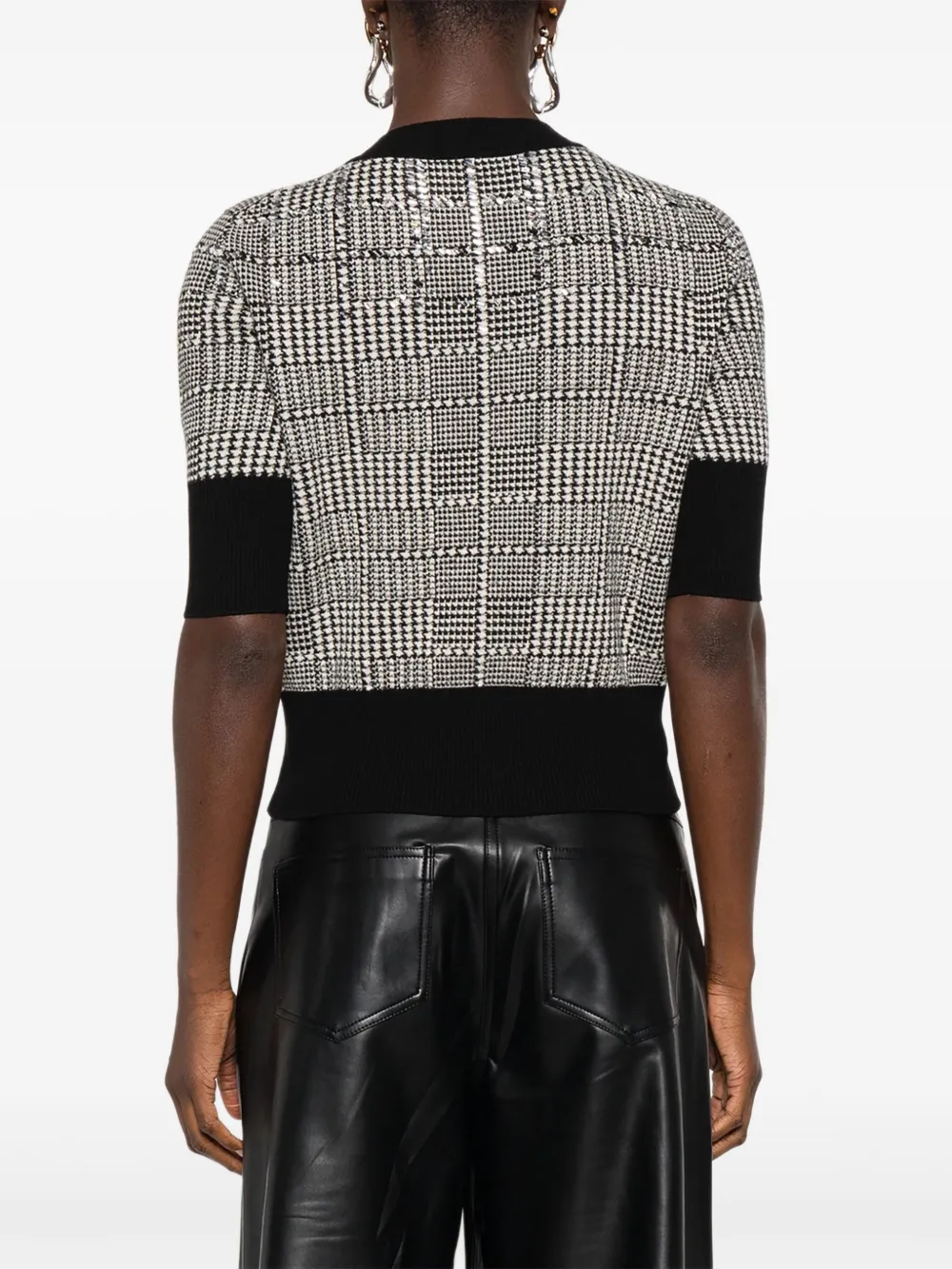 Ermanno Scervino stone-embellished houndstooth T-shirt Zwart