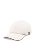Eleventy leather-trimmed wool cap hat - Neutrals