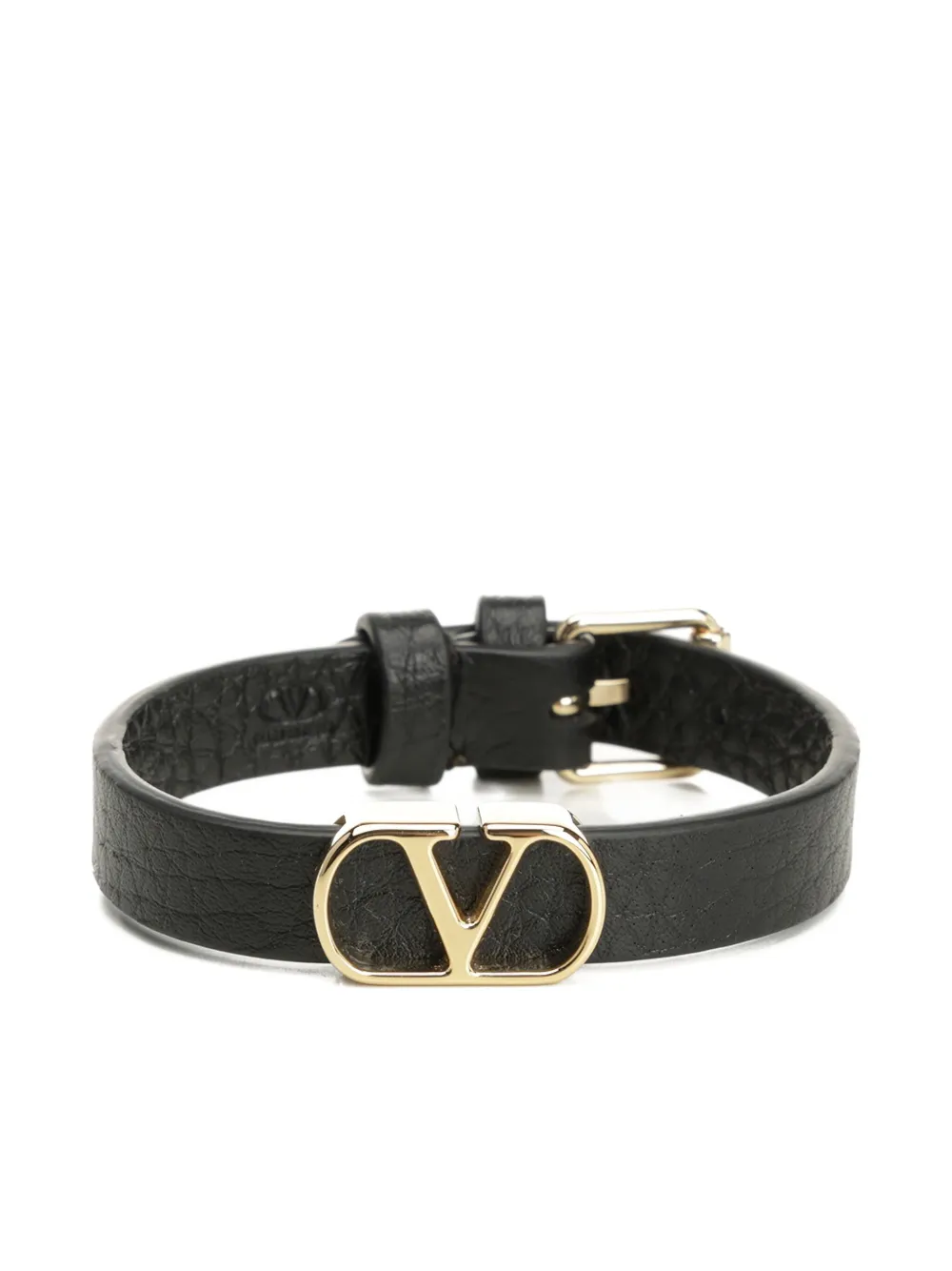 Valentino Vlogo Signature Leather Bracelet Jewelry Black In Black
