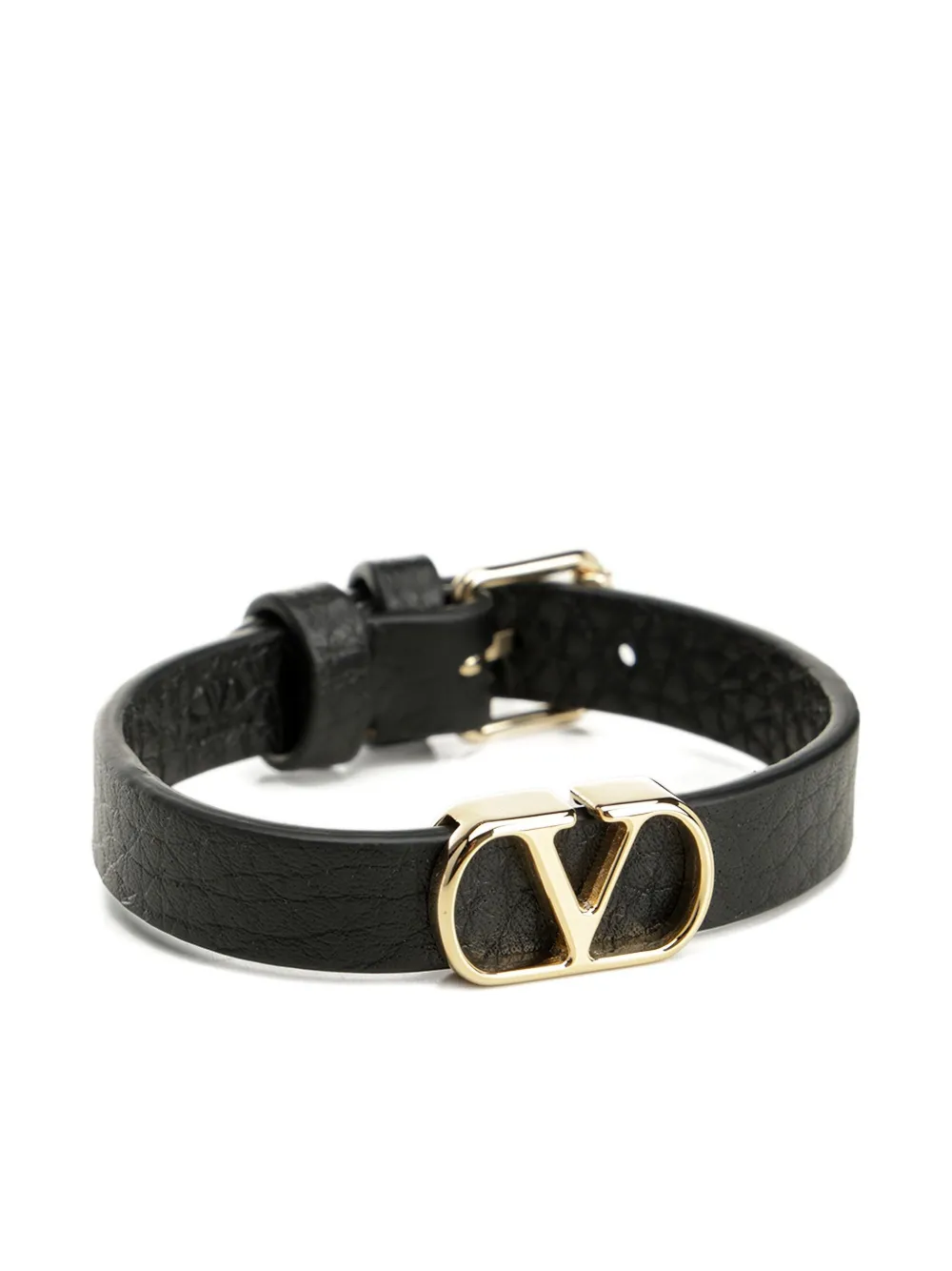 Valentino Vlogo Signature Leather Bracelet Jewelry Black In Black