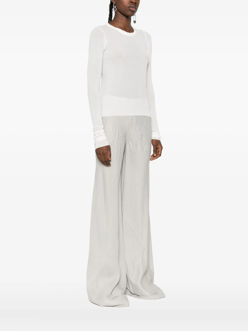 Rick Owens ribbed long-sleeve top Wit