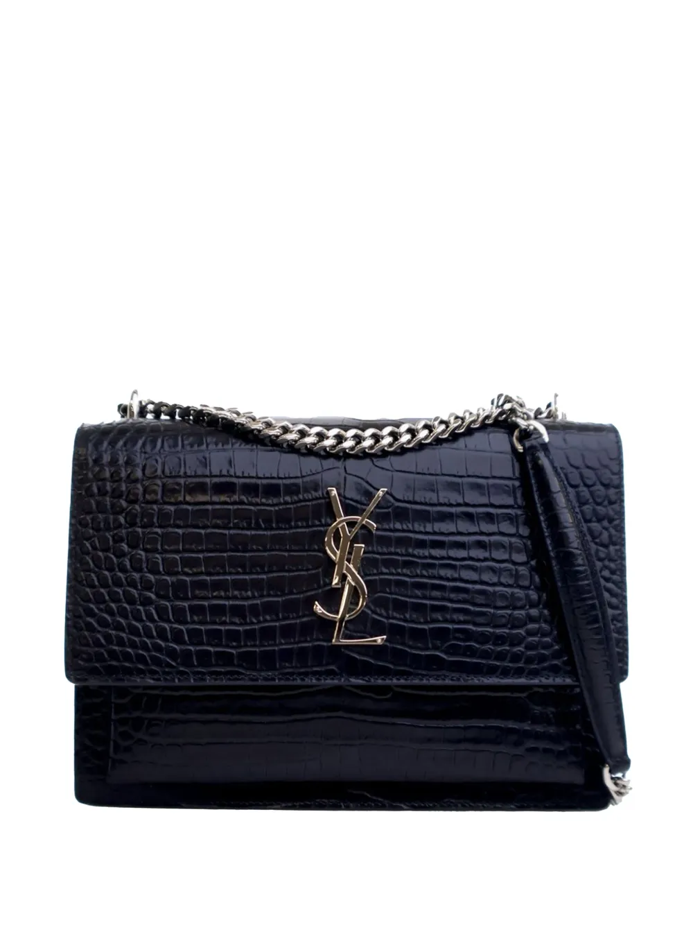 2017 Medium Croc Embossed Calfskin Sunset Flap crossbody bag