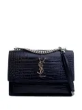 Saint Laurent Pre-Owned 2017 Medium Croc Embossed Calfskin Sunset Flap crossbody bag - Blue