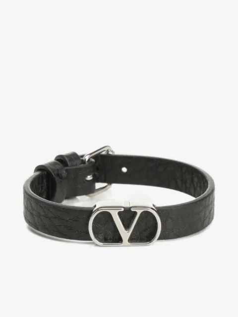 Valentino Garavani v-logo leather bracelet
