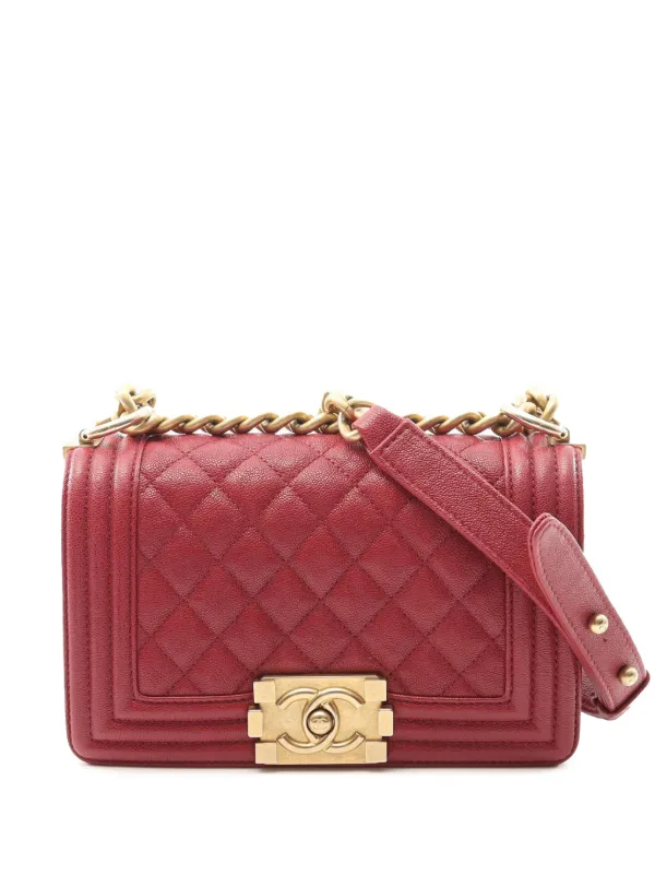 CHANEL Pre-Owned Bolsa Crossbody Boy Flap Pequeña De Piel Caviar