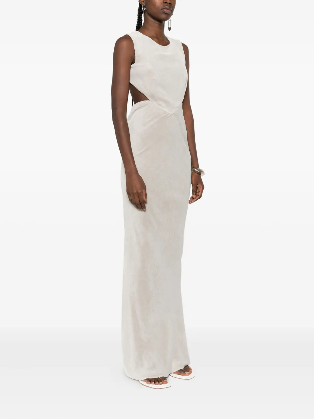 Rick Owens Sleeveless Cut-out Maxi Gown In Neutral