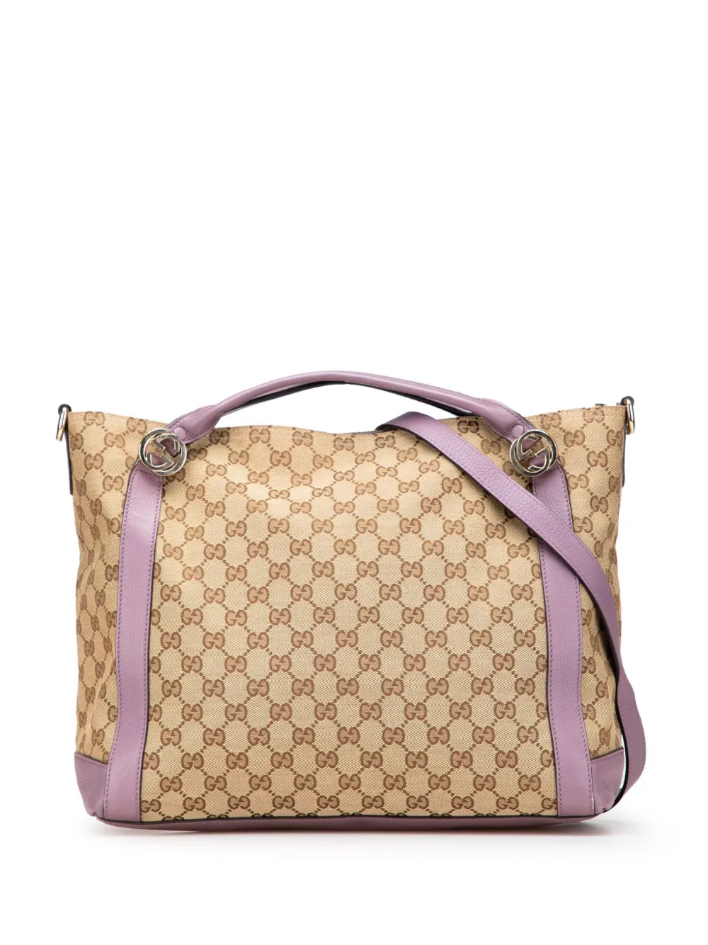 Pre-owned Gucci 2016-2025 Gg Canvas Miss Gg Satchel In Brown