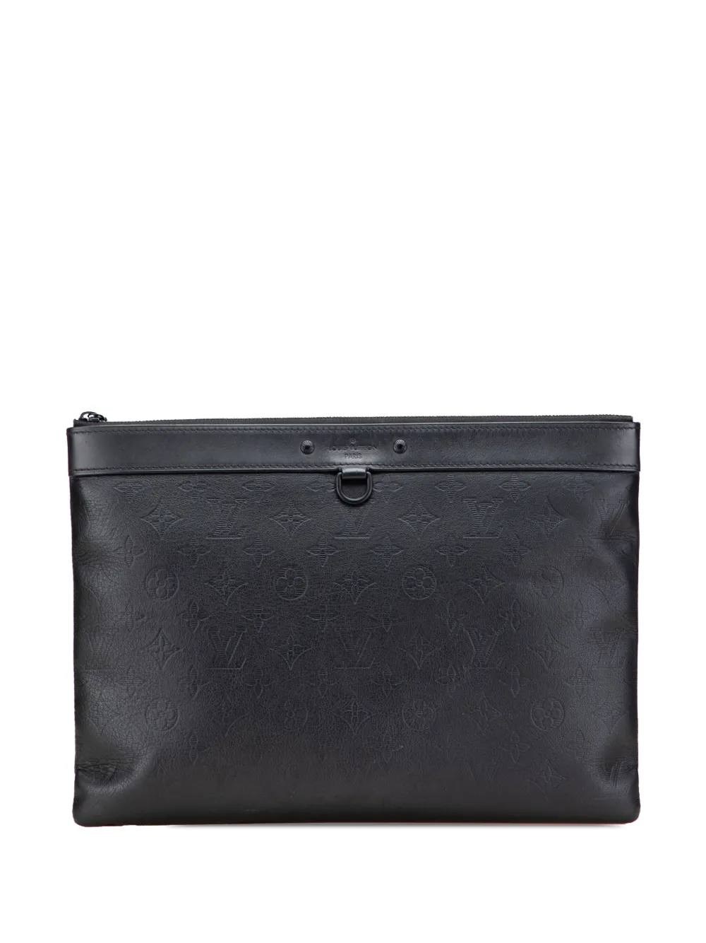 Pre-owned Louis Vuitton 2019 Monogram Shadow Discovery Pochette Clutch Bag In Black