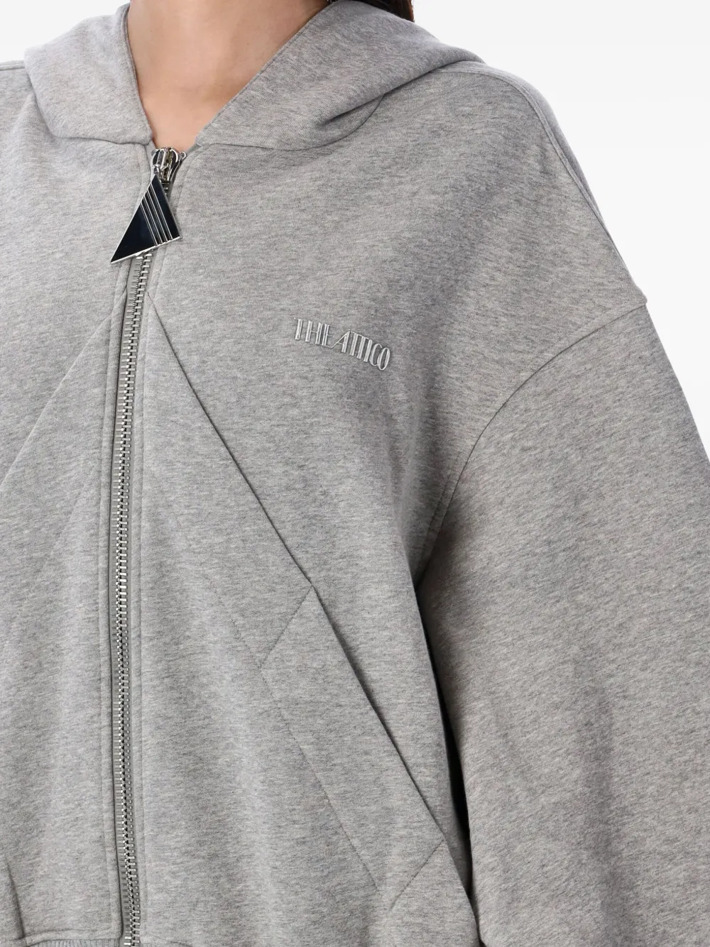 The Attico Hoodie met triangel rits Grijs