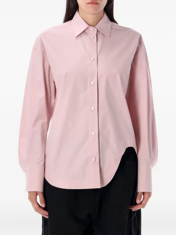The Attico Curved-hem Button-up Shirt in Pink