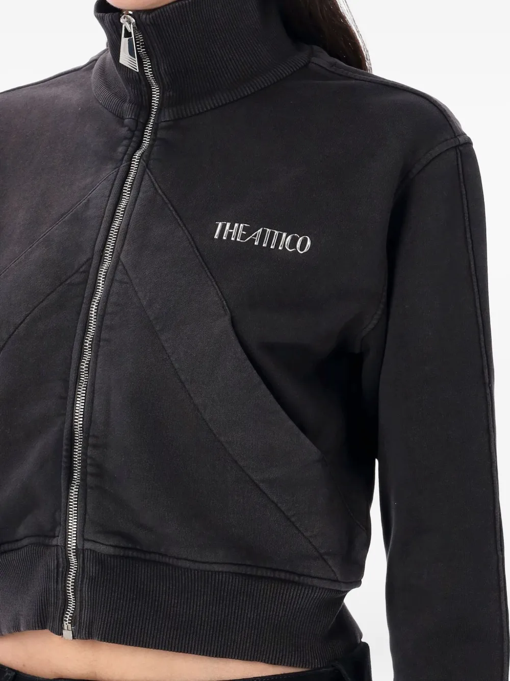 The Attico Fleece top met vlakken en rits Zwart