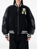 The Attico varsity leather-sleeve bomber jacket - Black