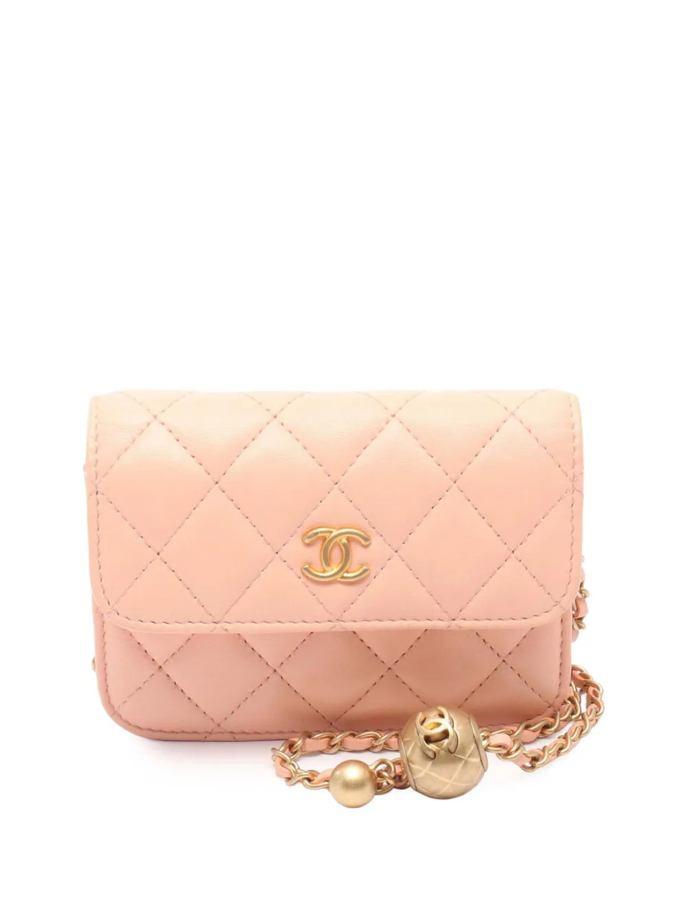 CHANEL Pre-Owned 2021 ミニ パールクラッシュ クラッチ オン チェーン ショルダーバッグ - ピンク CHANEL Pre-Owned 2021 ミニ パールクラッシュ クラッチ オン チェーン ショルダーバッグ - ピンク