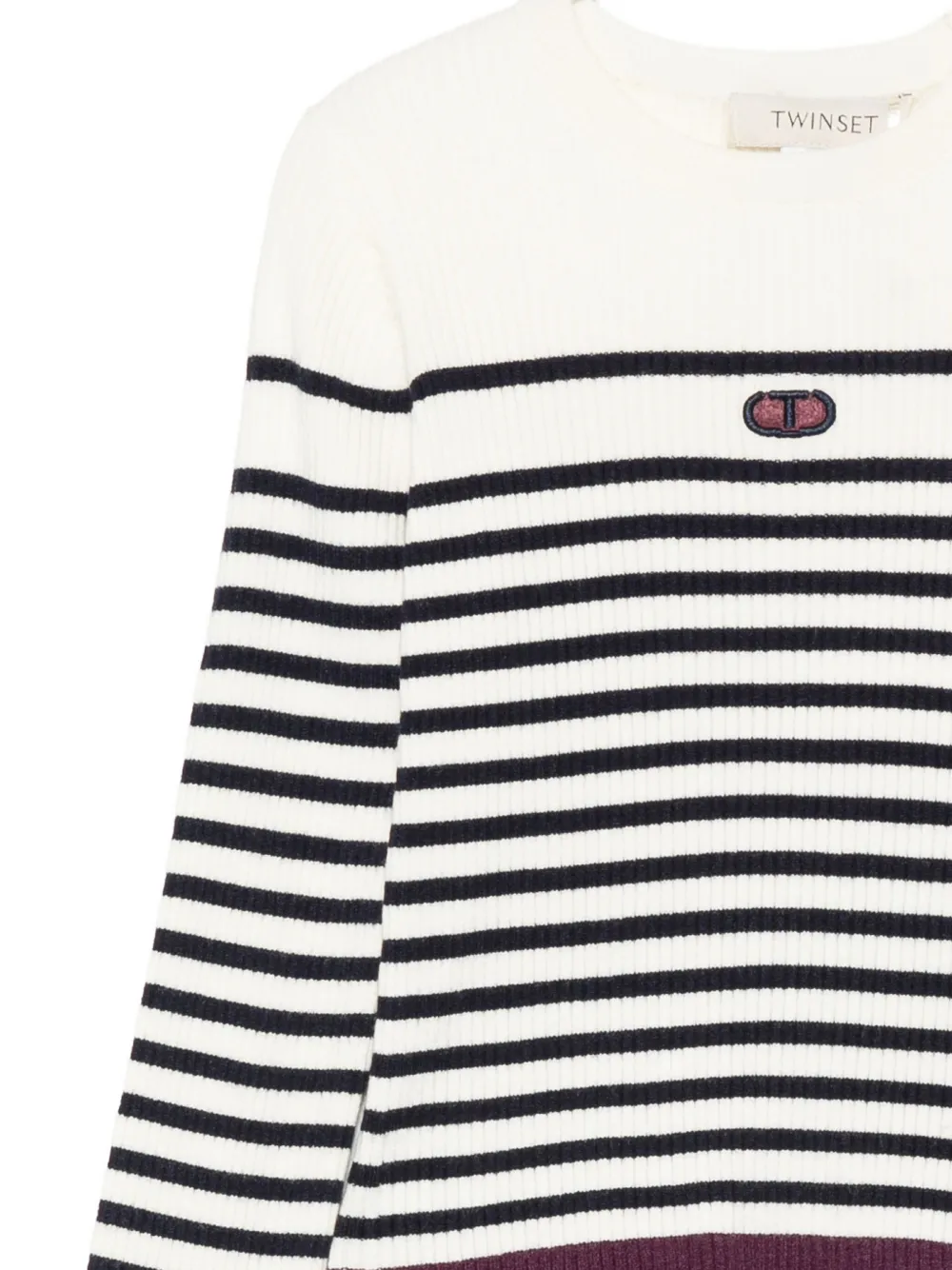 TWINSET Kids Gestreepte geribbelde trui Beige