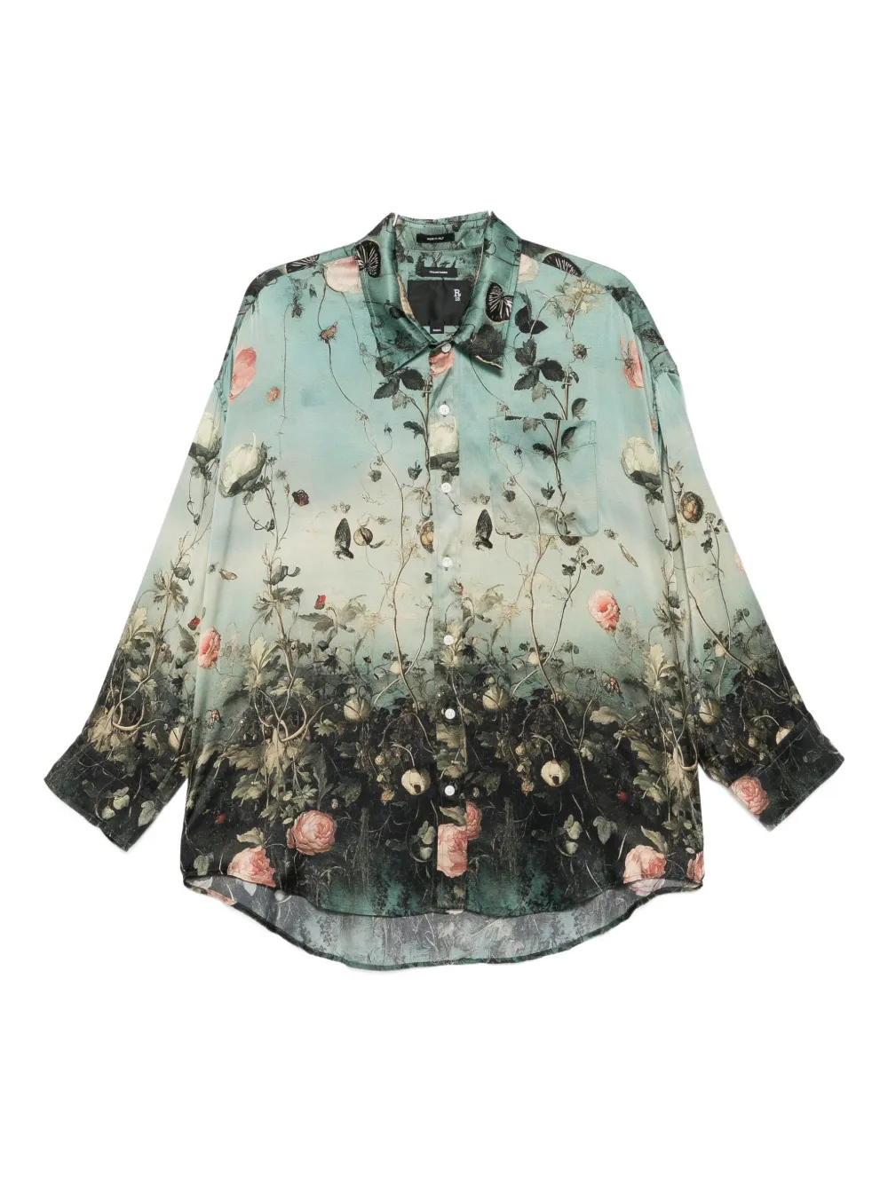 R13 Floral-print Silk Shirt In Green
