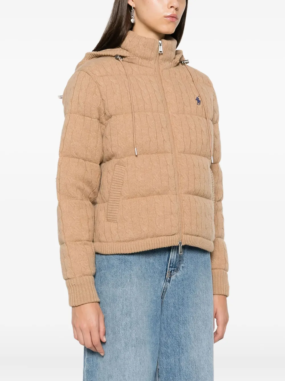 Polo Ralph Lauren Kabelgebreid gewatteerd donsjack Beige