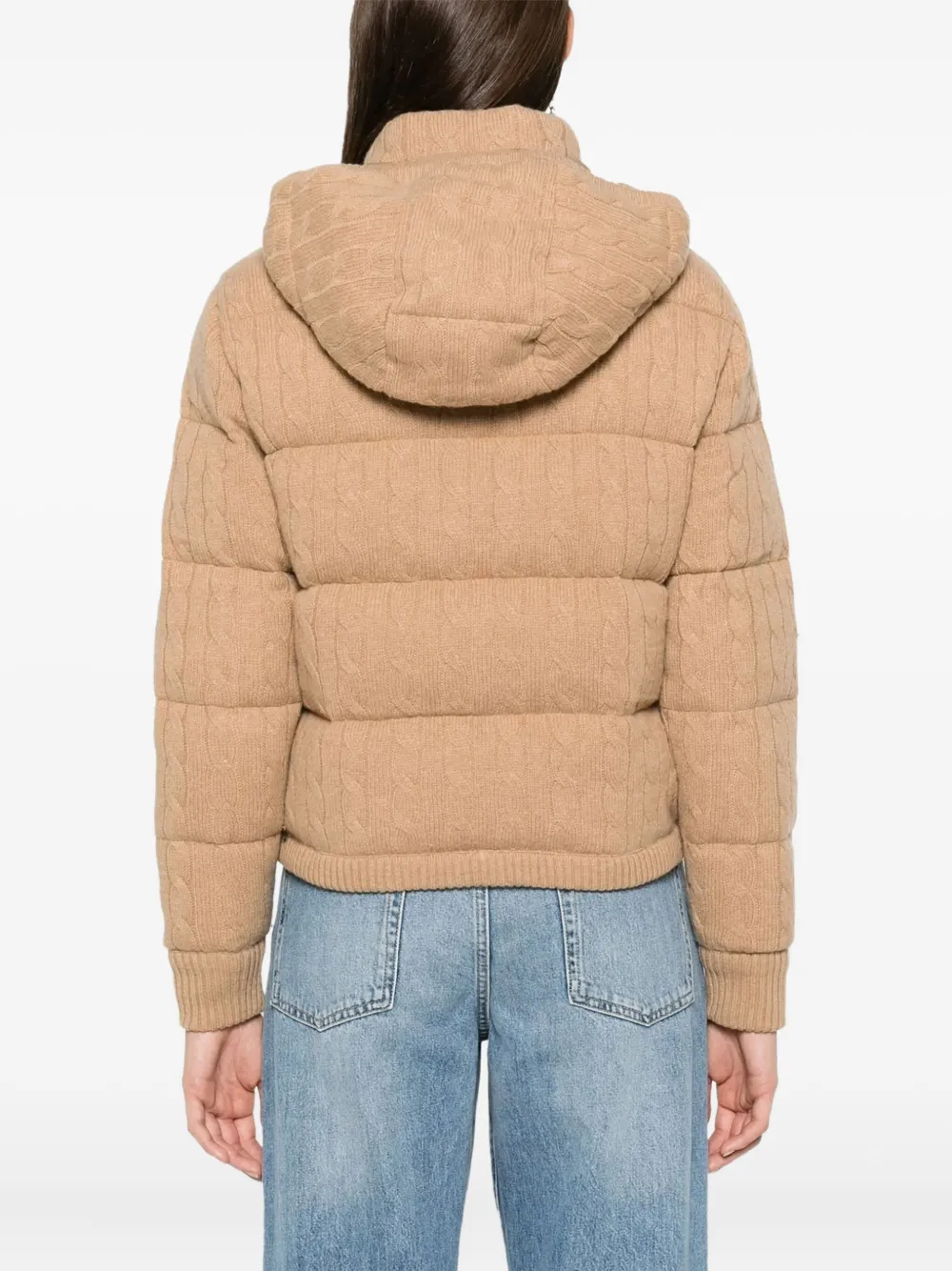 Polo Ralph Lauren Kabelgebreid gewatteerd donsjack Beige