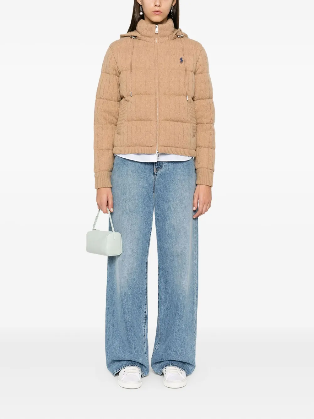 Polo Ralph Lauren Kabelgebreid gewatteerd donsjack Beige