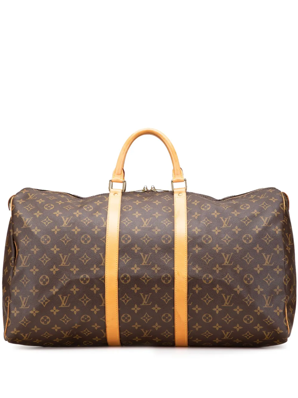 Pre-owned Louis Vuitton 1997 Monogram Keepall 55 Travel Bag In Brown