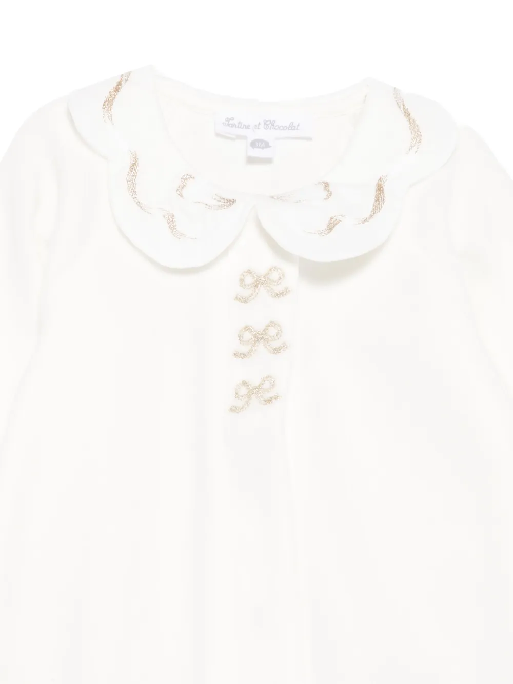 Tartine Et Chocolat Romper met Peter Pan-kraag en strik Wit