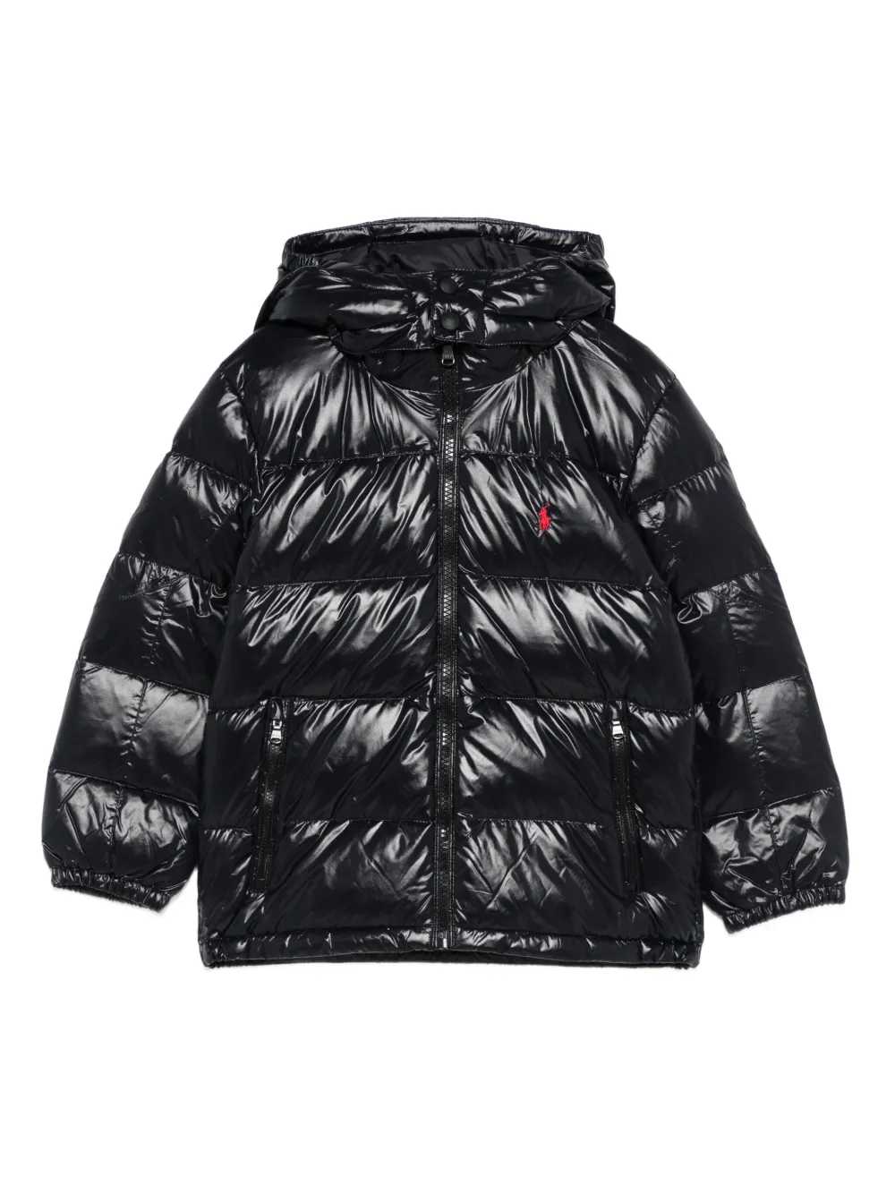 POLO RALPH LAUREN KIDS hooded puffer jacket Zwart