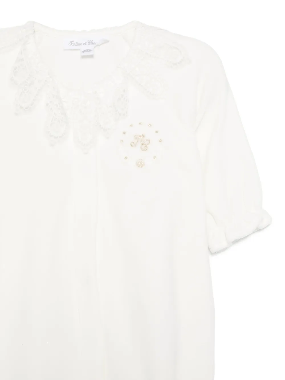 Tartine Et Chocolat Pyjama met geborduurd kant Wit