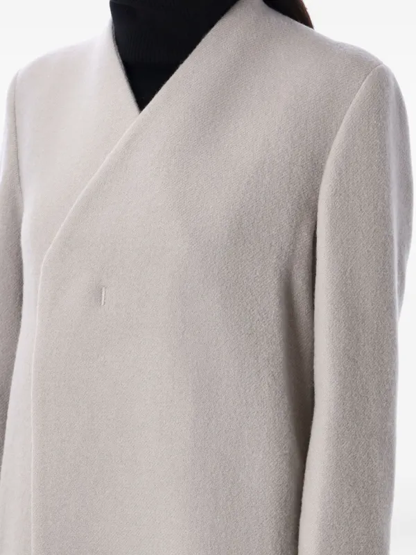 Rick Owens Museum Collarless Wrap Coat | Grey | FARFETCH