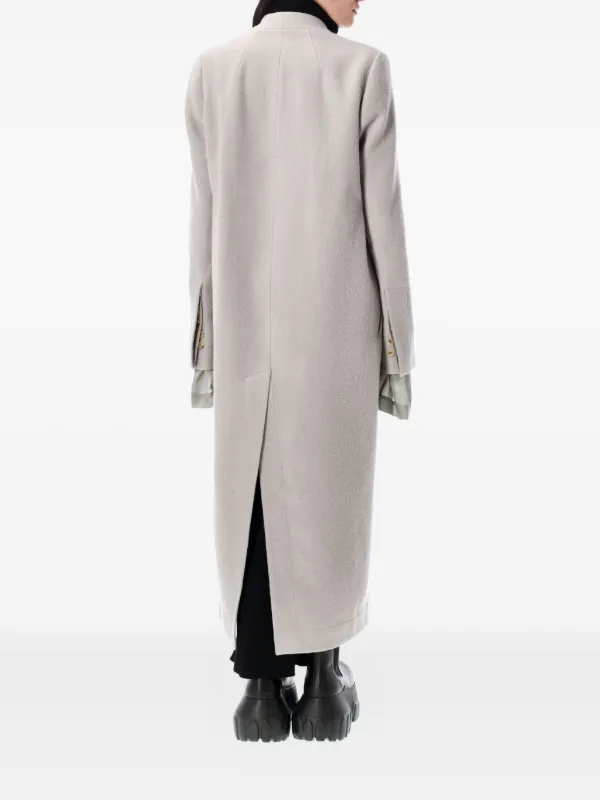 Rick Owens Museum Collarless Wrap Coat | Grey | FARFETCH HK