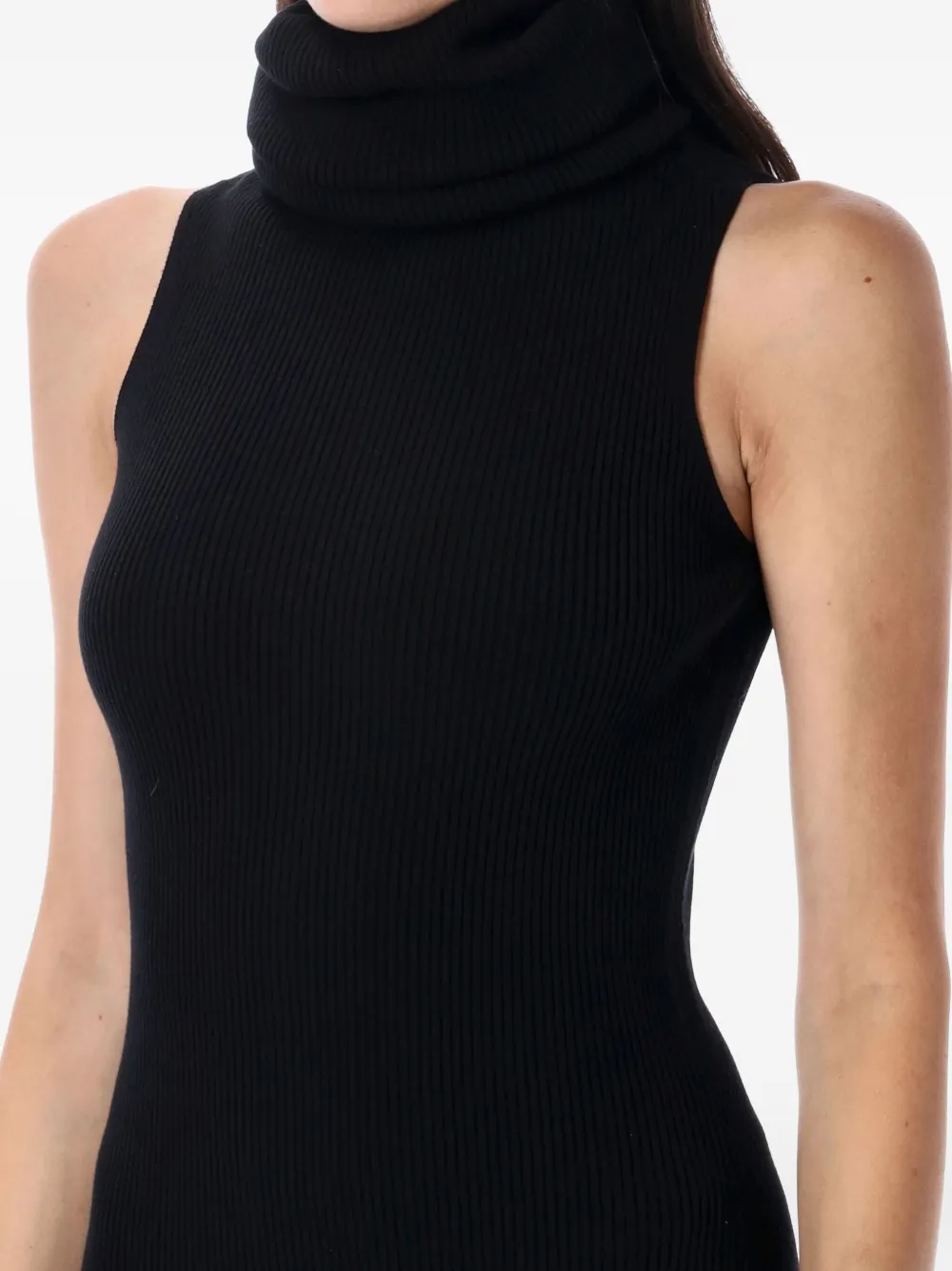 Rick Owens ribbed turtleneck mini dress Zwart