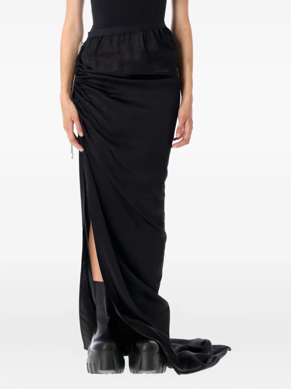 Rick Owens drawstring side-split skirt Zwart