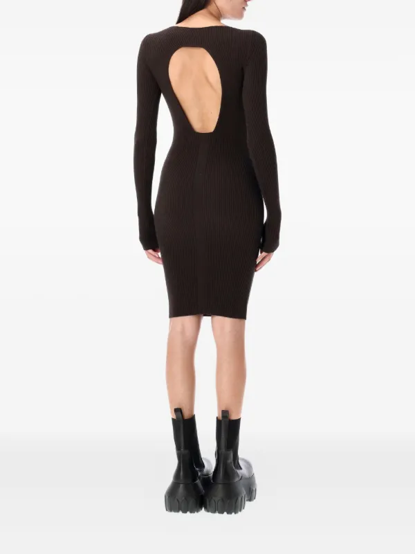 open back ribbed dress White Ribbed Open Back Midi Dress