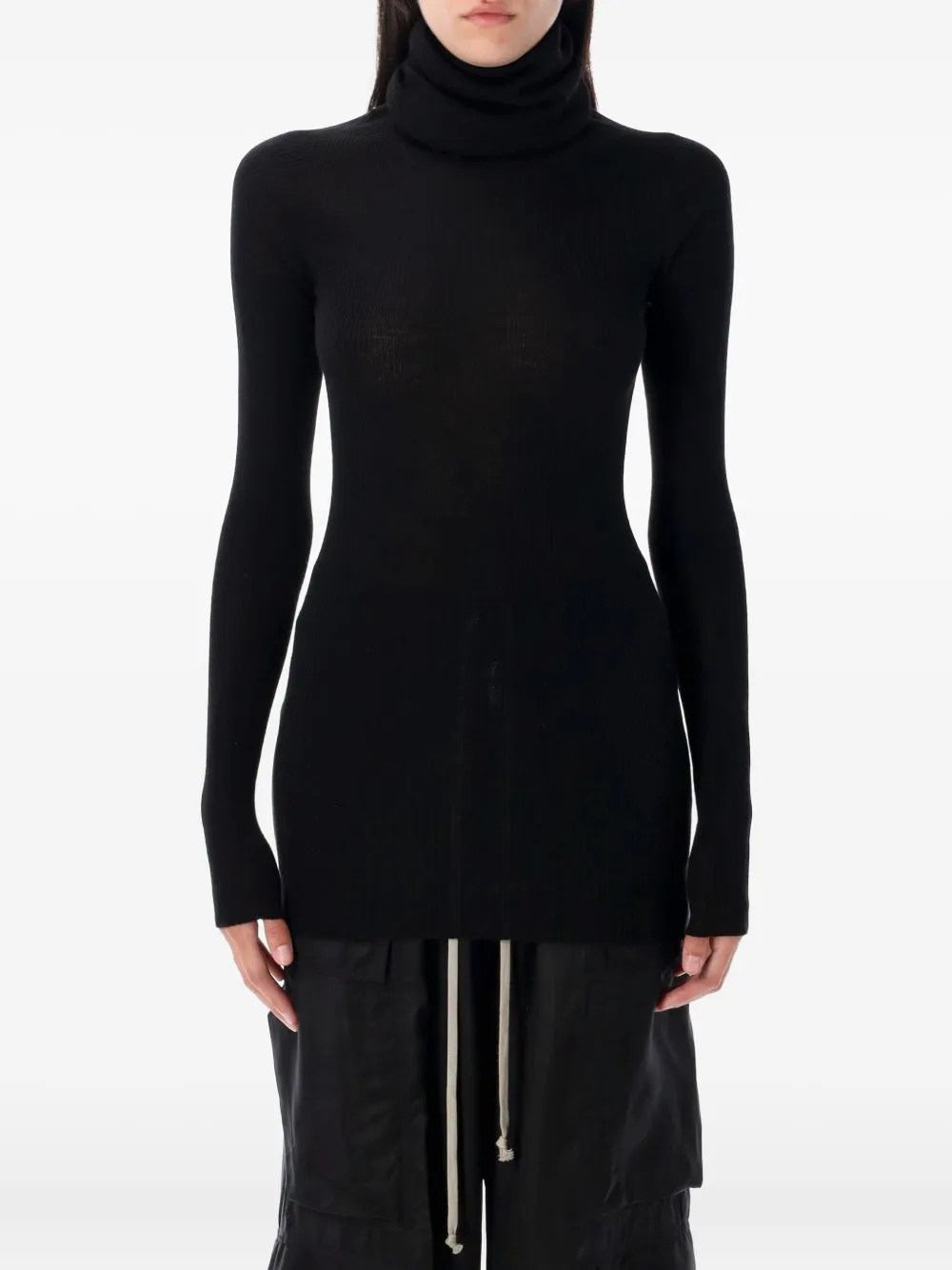 Rick Owens ribbed turtleneck top Zwart