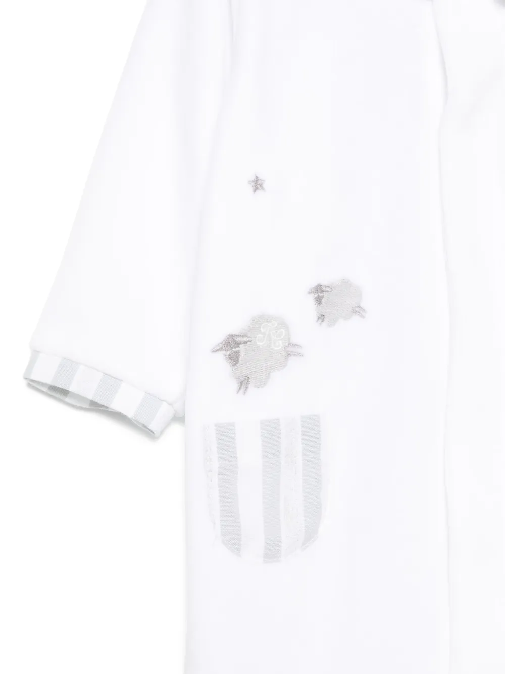 Tartine Et Chocolat Sheep-embroidery Striped Pajama In White