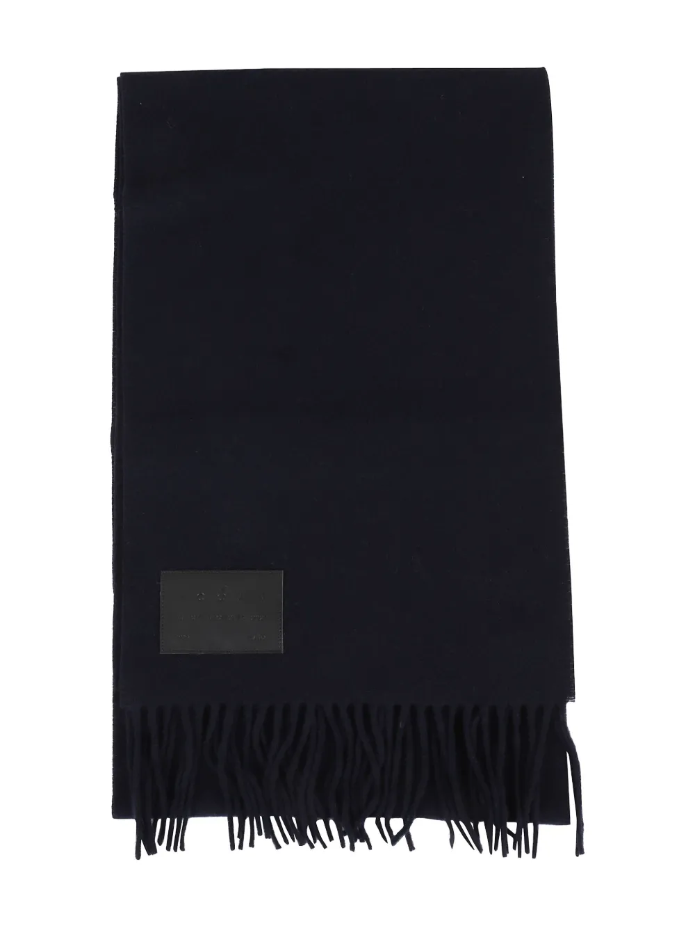 Hogan fringed logo-patch scarf Zwart
