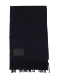 Hogan fringed logo-patch scarf - Black
