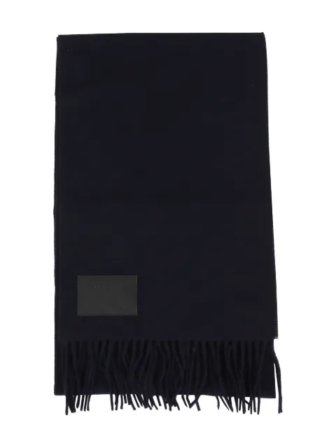 Hogan fringed logo-patch scarf
