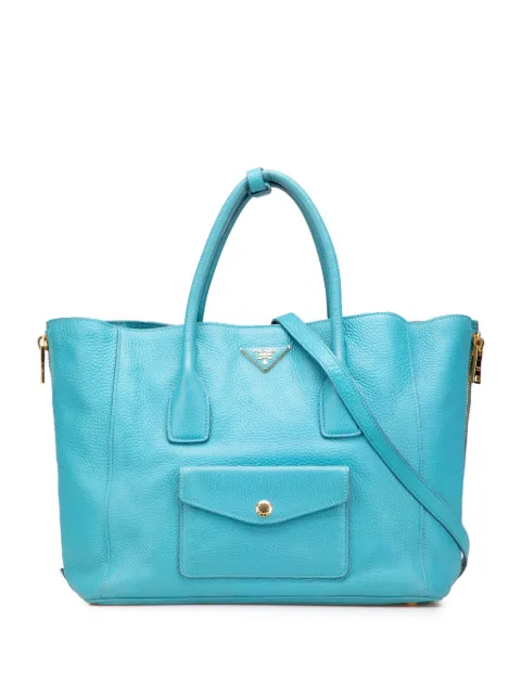 Prada Pre-Owned 2010-2025 Vitello Daino Side Zip Twin Pocket Open Convertible Tote satchel