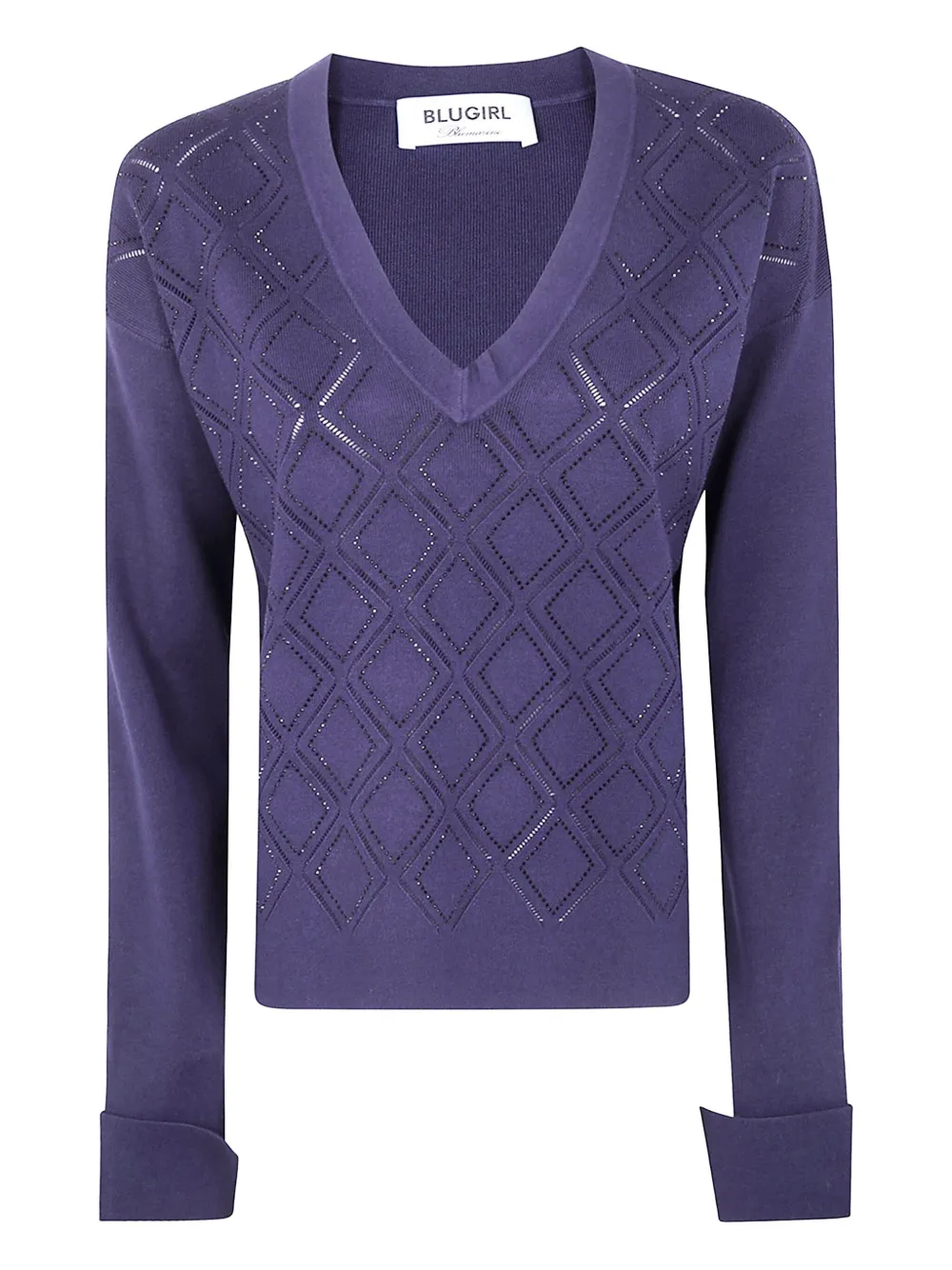 Blugirl Embellished V-neck Sweater In Blue